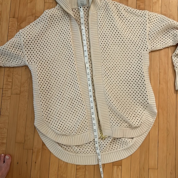 Varley Finn LongLine Cream Open Knit Jacket gold zipper - Picture 7 of 7